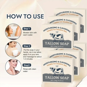 Bán buôn 100% cỏ Fed Thịt Bò mỡ động vật Xà phòng thanh làm sáng da tắm <span class=keywords><strong>handmade</strong></span> xà phòng mặt & cơ thể rửa - Product Image 5