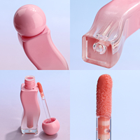 Gloss à lèvres ondulé rose dégradé de luxe avec capuchon à bille, logo personnalisé, huile à lèvres hydratante hautement pigmentée, gloss à lèvres, maquillage pour les lèvres en marque privée