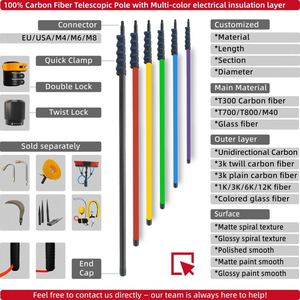 Fabricant direct usine de tubes en fibre de carbone 3K sur mesure de 10 à 70 pieds, mât télescopique en fibre de carbone haute performance de 10 m - Product Image 3