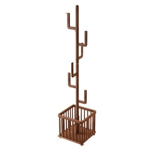 Porte-manteau carré en bois massif Bona Gold avec panier à linge, multifonctionnel, sur pied, pour chambre à coucher et usage domestique - Product Image 5
