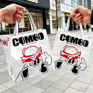 Custom Printed Eco-Friendly Disposable <b>Biodegradable</b> Recyclable Hamburger Hot Dog Packaging Kraft <b>Paper</b> Bags with Flat Handles - Product Image 3