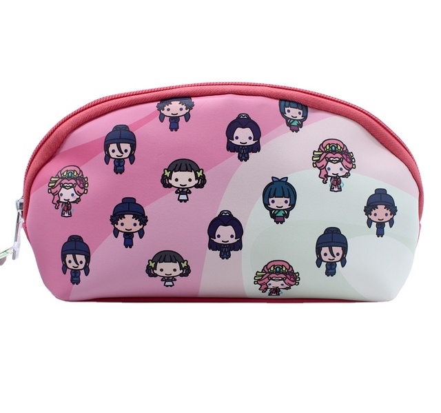 2024 Cartoon animal anime character pencil case, cute school stationery storage pen bag, PU Chinese style makeup bag