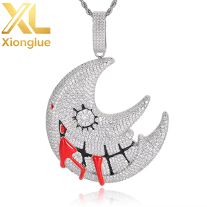 Hip Hop Necklace Moon Pendant Necklace Trippie <b>Red</b> Same Style Exaggerated Funny Fashion Jewelry Accessories - Product Image 2