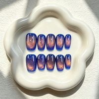 Support pour la vente en gros de faux ongles à marque privée, ongles à presser effet œil de chat, ongles à presser carrés professionnels 3D faits à la main