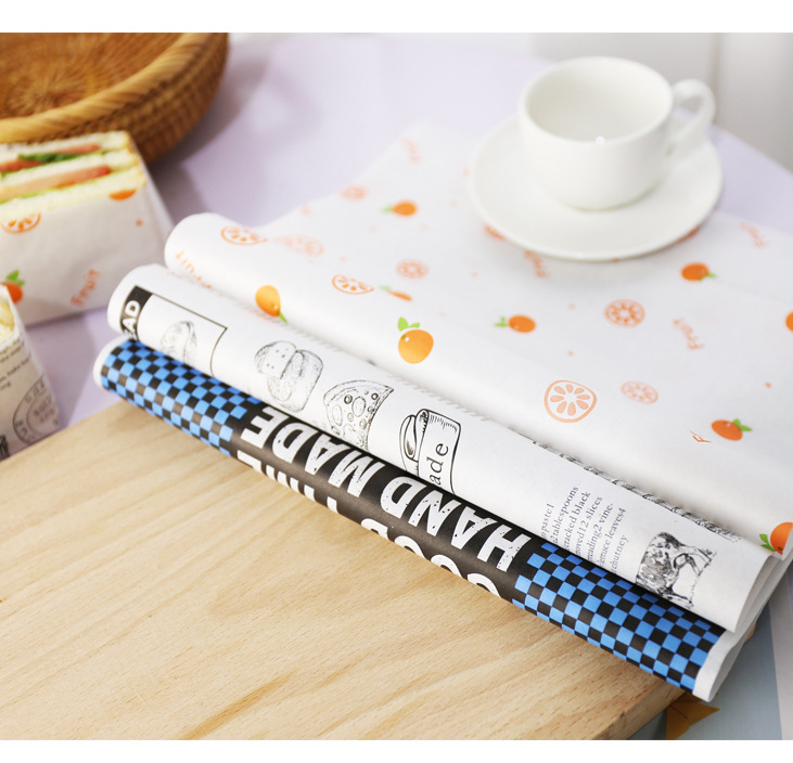 Wholesales custom logo printed oilproof greaseproof oil greaseproof wax food wrapping paper