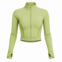 Veste Courte Femme Anti-UV UPF50+ Légère Respirante Séchage Rapide Col Montant Entièrement Zippée avec Maille Aérée et Manchettes à Trous pour Pouces Coupe Ajustée