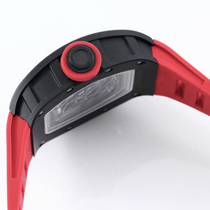 2026 New Wine <b>Red</b> Ceramic Tonneau Unisex Men Watch – Luxury Skeleton Tourbillon, Rubber Strap, Business Waterproof Automatic - Product Image 3