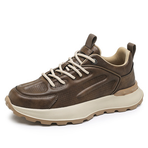 New 2025 High-Quality Handmade <b>Leather</b> Oxford Shoes, Men's Lace-Up Thick Sole Elevator Classic <b>Sneakers</b> Wholesale - Product Image 2