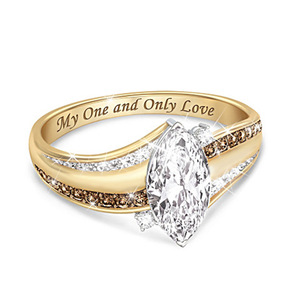 Anello con Pietra Marquise Bicolore, Gioiello da Dito Semplice e alla Moda per Donne in Lega - Product Image 2