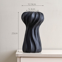 Vase de table en céramique, nouveau style chinois, minimaliste, haut de gamme, noir, style rétro, pot hydroponique pour fleurs, pot uni, haut