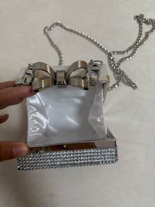 Square Beaded Evening Clutch with Chain Strap Sparkling Metallic Rhinestone Handbag for Party Fashion Elegant Large Capacity - Product Image 6