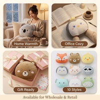 Ensemble de coussins chauffe-mains en peluche animale Kawaii, rembourrés en coton PP écologique, doux et moelleux, pour l'hiver, cadeau pour enfants unisexe