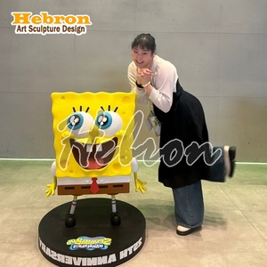 Escultura <span class=keywords><strong>de</strong></span> Fibra <span class=keywords><strong>de</strong></span> Vidrio <span class=keywords><strong>de</strong></span> Tamaño Real del Famoso Personaje <span class=keywords><strong>de</strong></span> Anime y Dibujos Animados <span class=keywords><strong>Bob</strong></span> <span class=keywords><strong>Esponja</strong></span>, Hecha a Mano y Pintada a Mano en 3D, para Pascua y Acción <span class=keywords><strong>de</strong></span> Gracias - Product Image 3