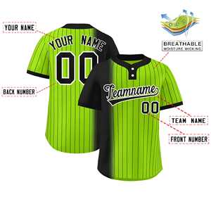 Maillot de softball personnalisé noir et vert néon à rayures dégradées, authentique, à deux boutons, tendance - Product Image 2