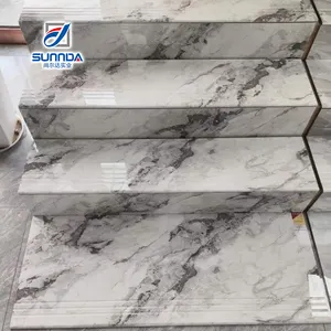 Stair Tiles Interior Floor High Quality Staircase Decorative Glossy Easy Clearing Step Risers Tile