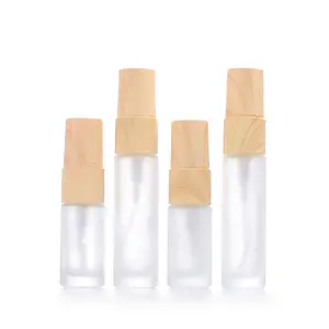 5Ml 10Ml Witte Matte Spuitglazen Flessen Luxe Parfumspuitflessen Houtnerfdoppen