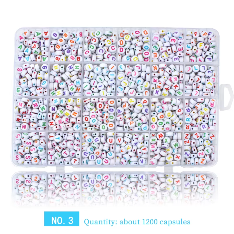 ลูกปัดตัวอักษรสีขาวกลม