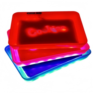 Bandeja Rodante LED de Colores Mixtos con Logotipo Personalizado, Bandeja de Servicio de Plástico con Luz LED para Mayoristas de Accesorios para Fumadores - Product Image 2