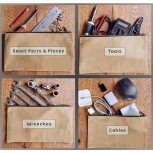 Échantillon gratuit : Sac à outils en toile cirée 16 oz, robuste et multi-usages, avec fermeture éclair, sac utilitaire, pochette de rangement, lot de 3 - Product Image 5