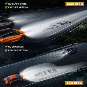 Rcj 25W 4500lm Xe Dẫn loạt đèn K8 tự động phụ kiện đèn pha dẫn bóng đèn cho H3 H4 H7 9005 9006 nhôm 6500K màu mới - Product Image 6