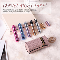 Mini flacon vaporisateur de parfum rechargeable portable, format voyage, 5 ml, avec sac de voyage et de transport