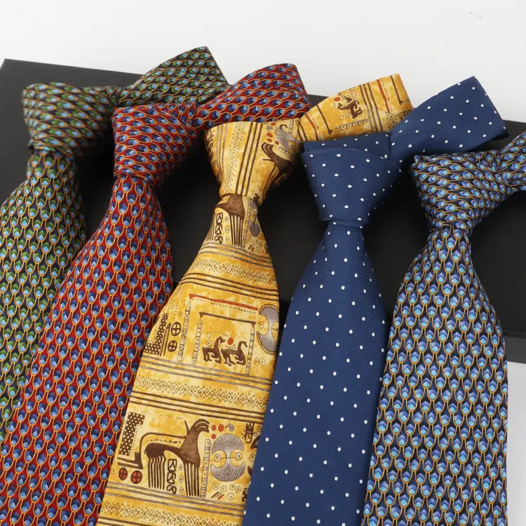 عالية الجودة الطبيعية الحرير المطبوعة التعادل ربطة عنق الجملة رجالي 100% الحرير طباعة رابطة عنق مع مربع