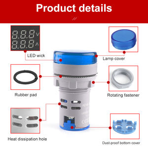 Lampu Indikator Voltmeter <span class=keywords><strong>Digital</strong></span> LED Lampu Pilot 22mm AD16-22DSV Voltmeter <span class=keywords><strong>Digital</strong></span> Bulat AC 60-500V Mini Pengukur Tegangan - Product Image 3