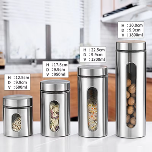 Conjunto de Recipientes de Armazenamento de Alimentos em Aço Inoxidável MIXWARES - Recipientes Herméticos com Tampas para Chá, Café, Açúcar, Grãos e Despensa - Product Image 2