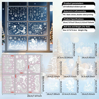 Autocollants de Noël pour fenêtre, 6 pièces, petits autocollants en PVC pour vitrine, décoration de Noël réutilisable pour la maison, rennes, flocons de neige