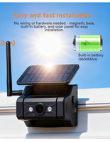 Caméra extérieure sans fil alimentée par énergie solaire HD 720P avec vision nocturne, étanche IP68, système de caméra de sécurité intelligente