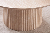Table basse ronde en pierre de travertin de marbre naturel de bout de canapé de salon