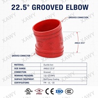 Coude rainuré en fonte ductile de 22,5 degrés pour la protection incendie DN25 DN300 pour système de conduite de flottement humide Fournisseur OEM
