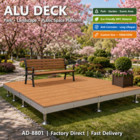 Système de terrasse modulaire AluDeck en WPC pour extérieur, design carré antidérapant, pieds réglables en acier inoxydable, options multicolores pour parc