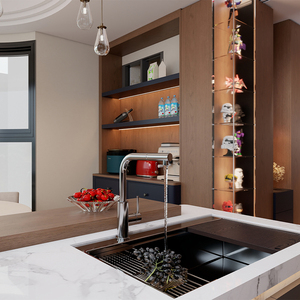 Armoire de rangement de cuisine en bois sur mesure <span class=keywords><strong>Allure</strong></span>, en panneau mélaminé durable MDF, comptoir de bar, prête à assembler - Product Image 1
