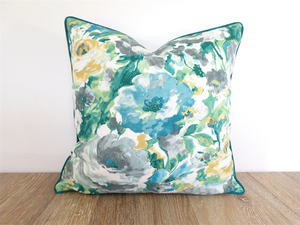 Federa per <span class=keywords><strong>Cuscino</strong></span> in Poliestere con Bordatura, Copricuscino Primaverile Blu-Grigio - Product Image 6