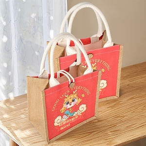 Sac fourre-tout <span class=keywords><strong>en</strong></span> <span class=keywords><strong>toile</strong></span> à motif de dessin animé, poignée <span class=keywords><strong>en</strong></span> corde, cadeau de centre commercial, édition artistique porte-bonheur du Nouvel An, rouge 32 - Product Image 3