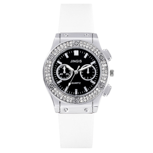 Stylish Men's Silicone Watch with Diamond-<b>Studded</b> Dial and Quartz Design - Product Image 2