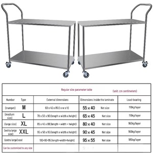 Chariot de manutention double couche en acier inoxydable pour le transport de marchandises - Product Image 4