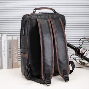 Large Capacity Travel <b>Backpack</b> For Men Black And <b>Brown</b> 15 Inches Laptop Bag Casual College Student Schoolbag - Product Image 4