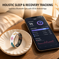 Bague connectée intelligente en acier inoxydable étanche IP68 avec suivi de santé, contrôle via application, fréquence cardiaque, tension artérielle, suivi du sommeil, appels iOS et réveil