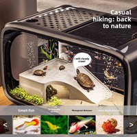 Aquariums en plastique durables en promotion avec plateforme de basking, aquarium de bureau pour Betta, poissons rouges, tortues