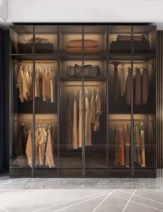 Armarios de Dormitorio Modernos con Diseño Nuevo de Fábrica, Armario Negro Moderno, Armario de Madera para Ropa con Puerta de Vidrio - Product Image 3