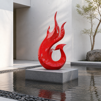 Grande sculpture d'art abstrait moderne décorative d'extérieur en acier inoxydable poli 304/316, sculpture de phénix, peinture personnalisée en couleur