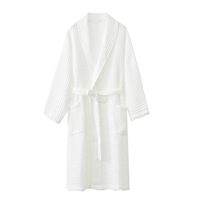 Peignoir d'hôtel 100% coton gaufré blanc épais doux et respirant pour spas et hôtels, vente en gros, fabricant Nice Plus