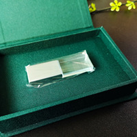 Emballage en tissu vert cadeau RTS photographie de mariage présentation cristal USB Flash pilote mariage émeraude lin boîte USB