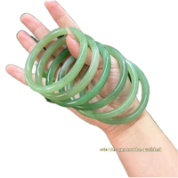 Bracelet Épais en Jade Glacé Effet Clair de Lune Blanc, Couleur Jade Transparente, Motif Fleurs Multicolores Flottantes, Jonc Tendance en Verre