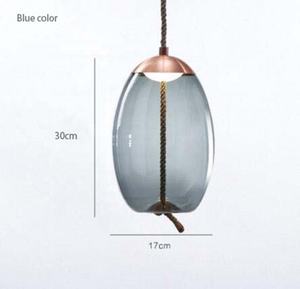 Lampe suspendue en verre à la forme d'un vitrail, design nordique moderne, luminaire décoratif d'intérieur, ampoules E27 - Product Image 5