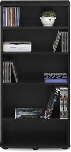 Black 4-Tier Adjustable Multimedia <strong>Storage</strong> <strong>Tower</strong>, Curved Base DVD <strong>CD</strong> Rack for Living Room Home Office - Product Image 4