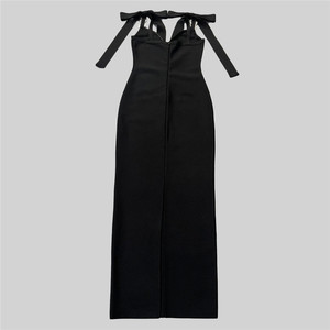 OEM personnalisé été Europe et US conception de fente irrégulière nouvelle robe col en V sans manches à ourlet à volants pour la fête - Product Image 4