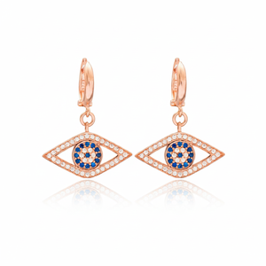 Boucles d'oreilles pendantes tendance et populaires en argent sterling 925 avec pierre CZ en forme d'œil, fabrication artisanale turque, vente en gros - Product Image 2